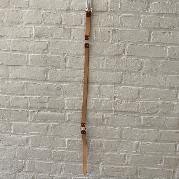 Salvatore Ferragamo || Tan Leather Belt Gold Bridle Horsebit Accents Equestrian - Picture 5 of 9